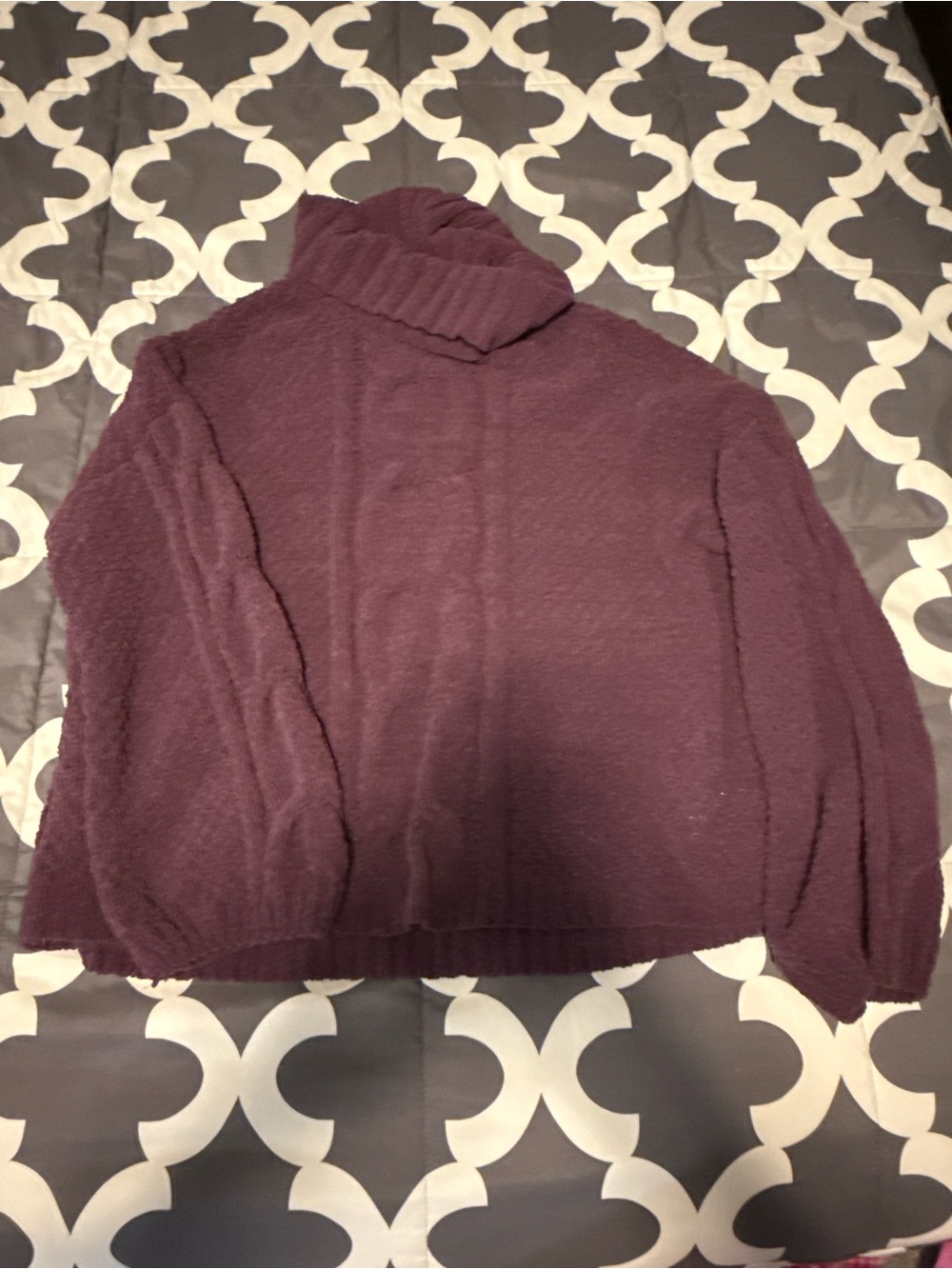 Seven7 Plum Ribbed Turtleneck Sweater